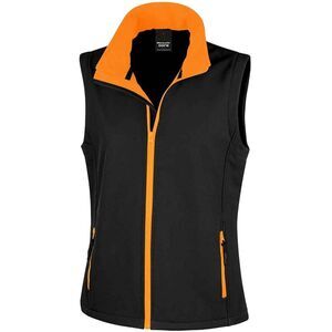 Result Womens/Ladies Core Printable Soft Shell Bodywarmer / Black/Orange